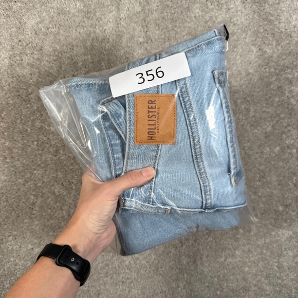 Hollister Womens 1 High Rise Straight Leg Distressed Light Denim Mom Jeans 25x31 - Picture 10 of 10